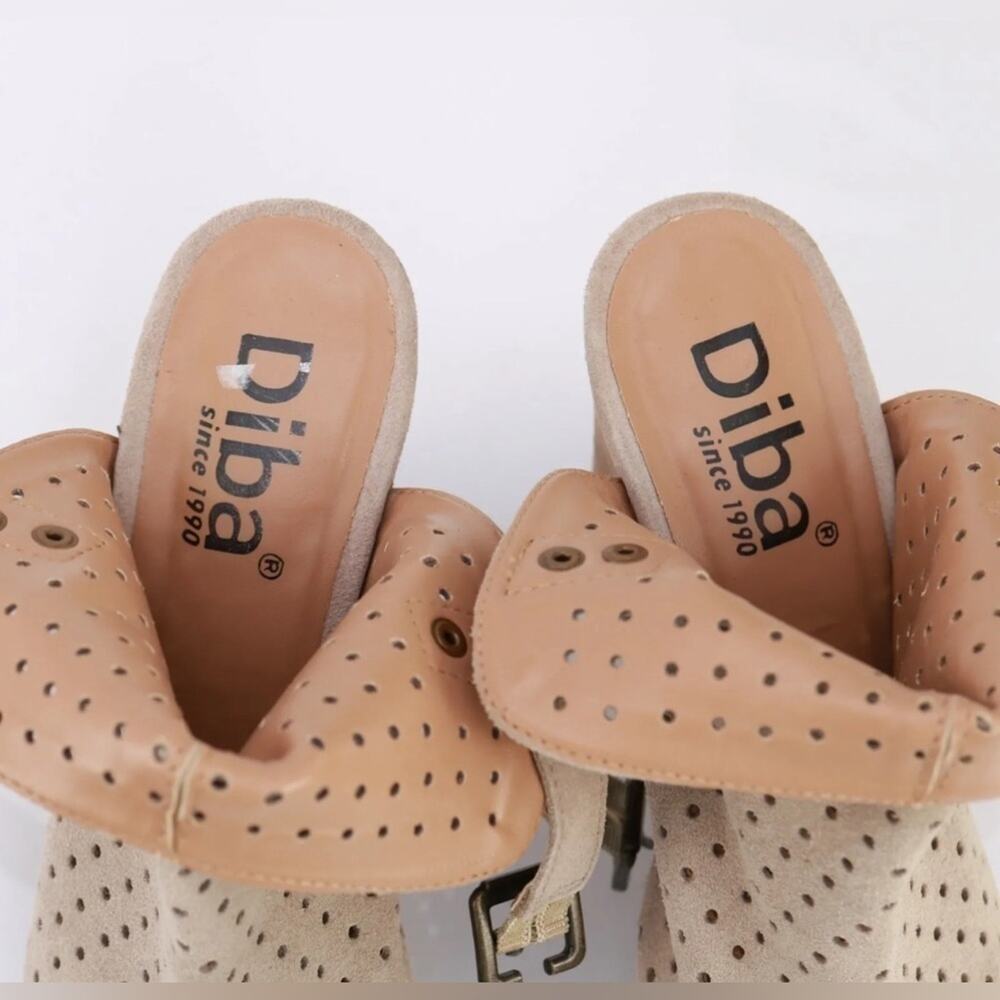 UEC DIBA LILI IVORY TAN TAUPE GENUINE LEATHER SLINGBACK BOOTIES 4” HEEL SZ 7.5 - Picture 5 of 10